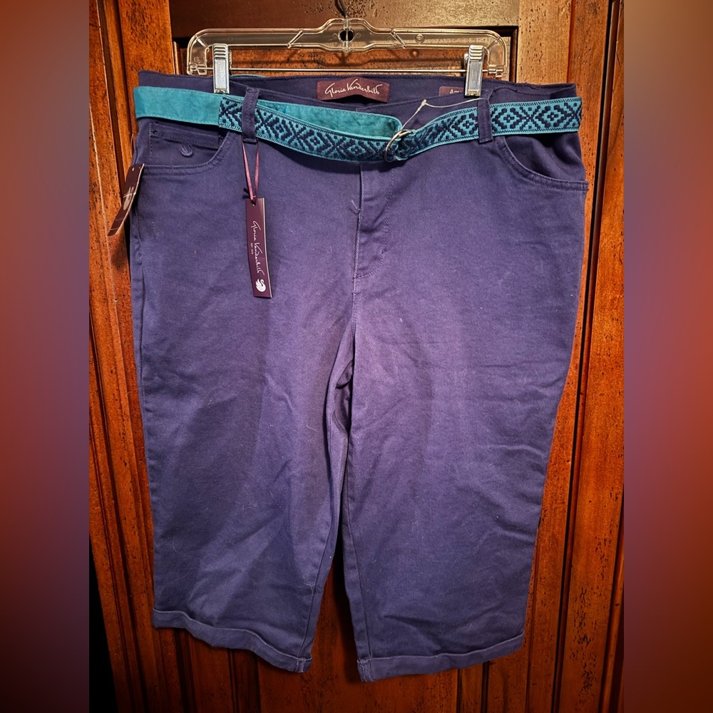 Gloria Vanderbilt Blue Pants with belt NWT